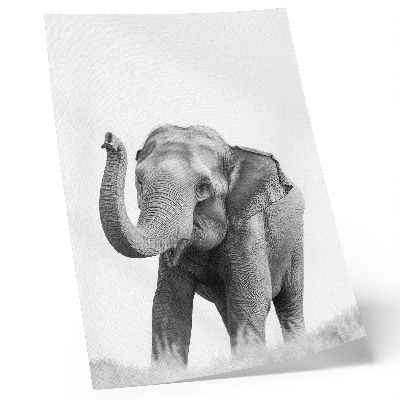 Wandposter Monochroom olifant met opgeheven slurf