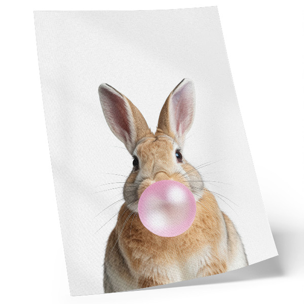 Poster Konijnen dieren roze kauwgom