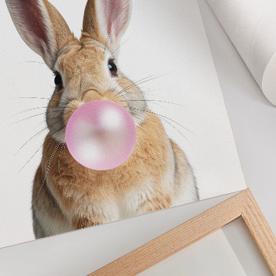 Poster Konijnen dieren roze kauwgom