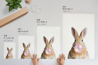 Poster Konijnen dieren roze kauwgom
