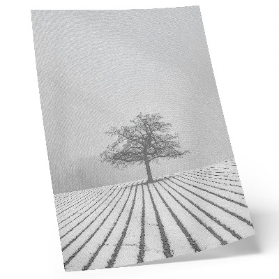 Wandposter Boom in de sneeuw, winterlandschap, minimalisme