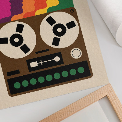 Poster Kleurrijke silhouetten van een retro bandrecorder