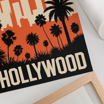 Decoratieve poster Silhouetten van palmbomen in een moderne, stedelijke omgeving.