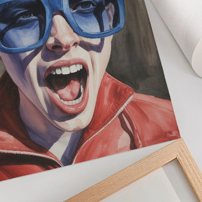 Decoratieve poster Portret van een persoon met een bril, levendige kleuren, emoties