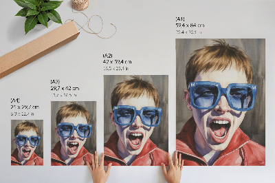 Decoratieve poster Portret van een persoon met een bril, levendige kleuren, emoties