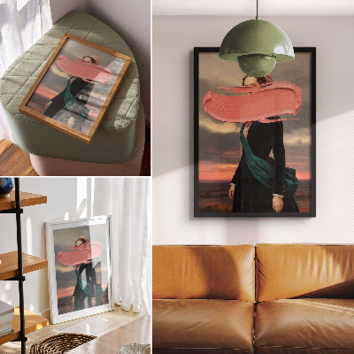 Wandposter Klassieke figuur met roze contrast