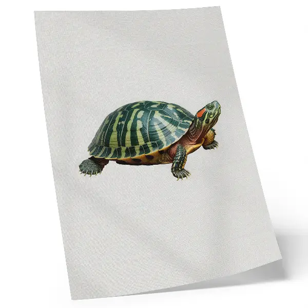 Poster met een groene schildpad die harmonie met de natuur uitstraalt