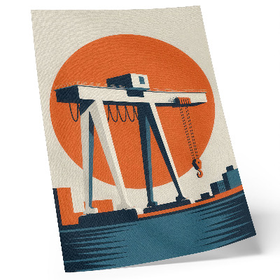 Decoratieve poster Retro kraan oranje industriële cirkel