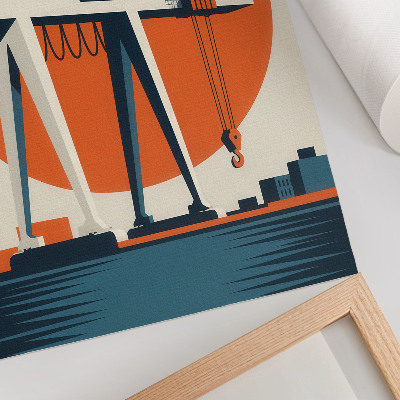 Decoratieve poster Retro kraan oranje industriële cirkel