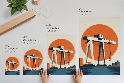 Decoratieve poster Retro kraan oranje industriële cirkel