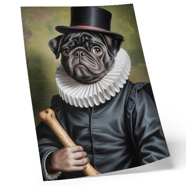 Wandposter Afbeelding van een hond in een renaissancekostuum.