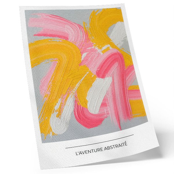 Poster Dynamische strepen roze, geel en wit