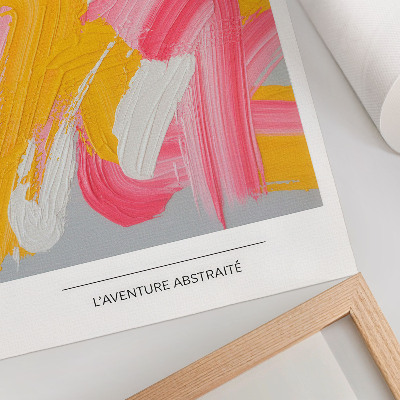 Poster Dynamische strepen roze, geel en wit