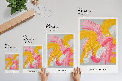 Poster Dynamische strepen roze, geel en wit