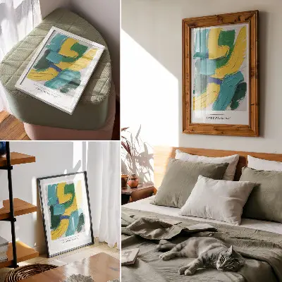 Decoratieve poster met energieke kleuren en dynamische abstractie