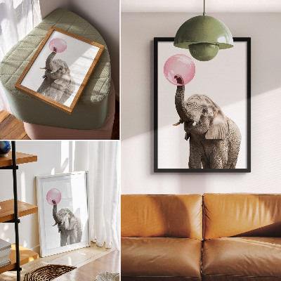 Poster Olifant met een bubbel moderniteit humor zachtheid