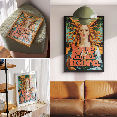 Wandposter Vrouw laat contrasterende letters achter