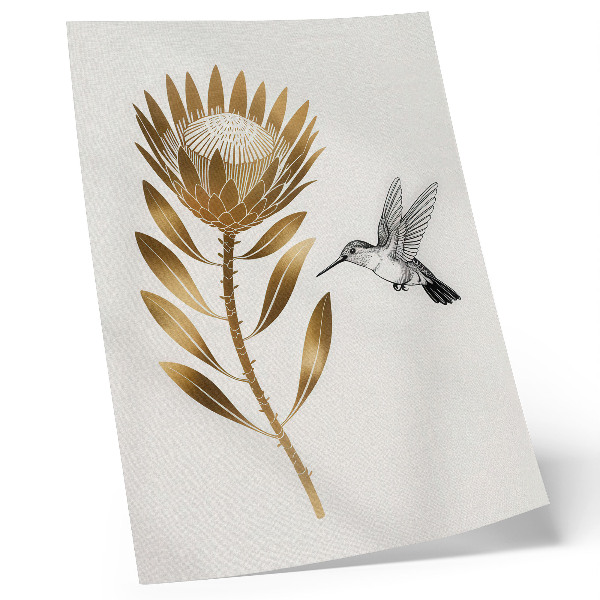 Decoratieve poster Een motief van kolibries en bloemen in een moderne stijl.