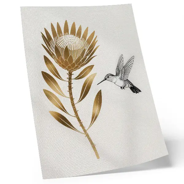 Decoratieve poster met een modern motief van kolibries en bloemen