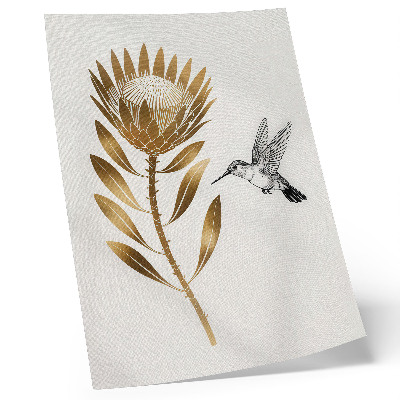 Decoratieve poster Een motief van kolibries en bloemen in een moderne stijl.
