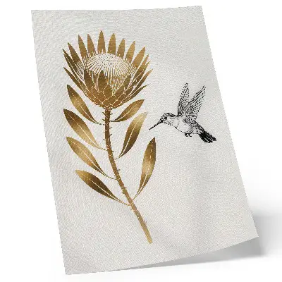 Decoratieve poster met een modern motief van kolibries en bloemen