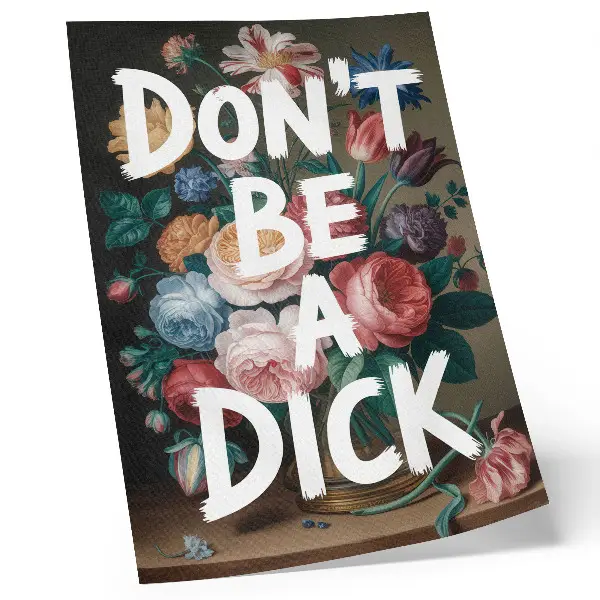 Wandposter kleurrijke bloemen met witte letters voor een effectief contrast