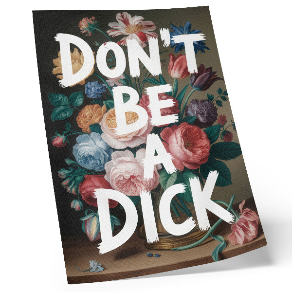 Wandposter Kleurrijke bloemen met witte letters vormen een effectief contrast.