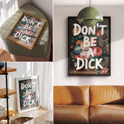 Wandposter Kleurrijke bloemen met witte letters vormen een effectief contrast.