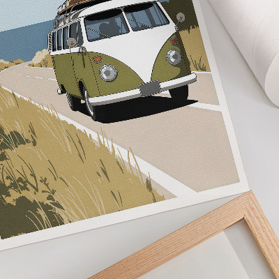 Poster Retro-busje op de kustweg