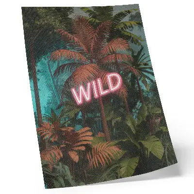 Decoratieve poster tropische bladeren met neonreclame en frisheid
