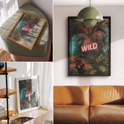Decoratieve poster Tropische bladeren neonreclame frisheid