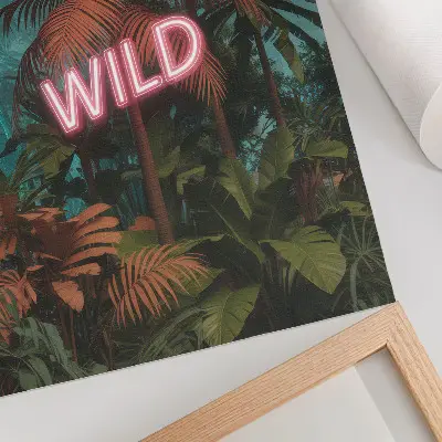 Decoratieve poster tropische bladeren met neonreclame en frisheid