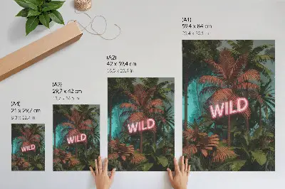 Decoratieve poster tropische bladeren met neonreclame en frisheid