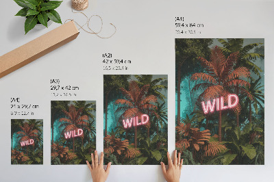 Decoratieve poster Tropische bladeren neonreclame frisheid