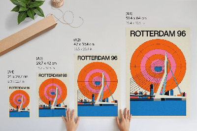 Poster Brug en stad in geometrische patronen