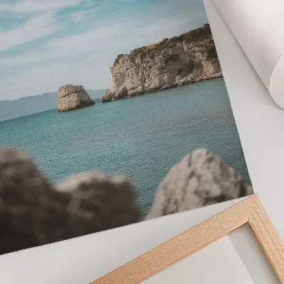 Decoratieve poster met kliffen, zee en blauwe lucht