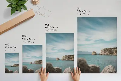 Decoratieve poster met kliffen, zee en blauwe lucht