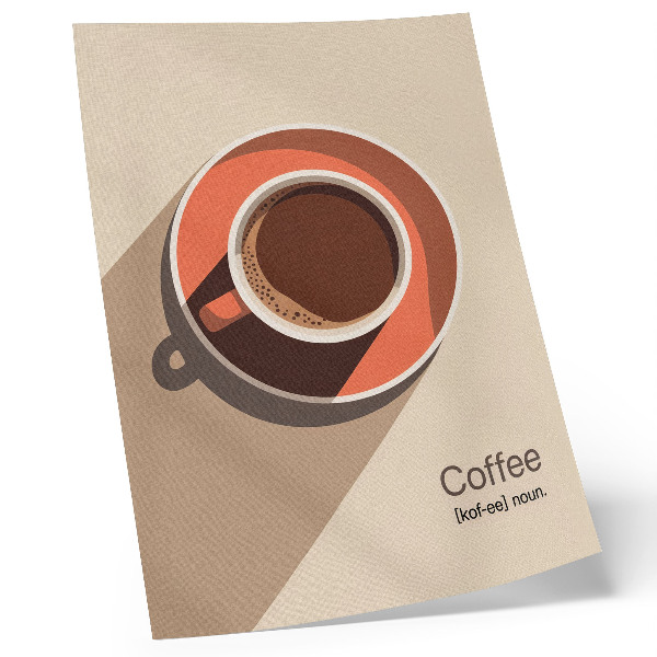 Decoratieve poster Koffiekopje in warme kleuren, minimalistisch