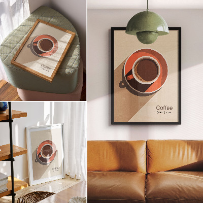 Decoratieve poster Koffiekopje in warme kleuren, minimalistisch