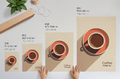 Decoratieve poster Koffiekopje in warme kleuren, minimalistisch