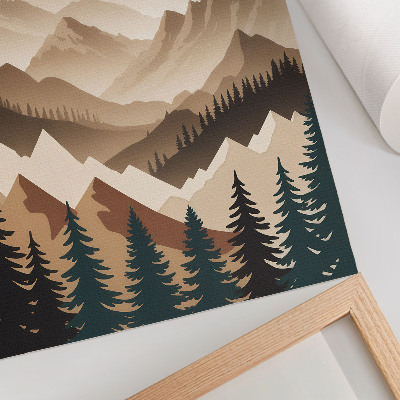 Poster Bergen en bomen, harmonie van de natuur, rustgevende schaduwen