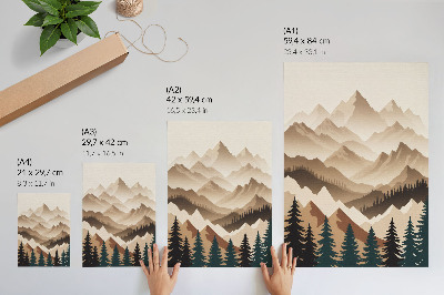 Poster Bergen en bomen, harmonie van de natuur, rustgevende schaduwen