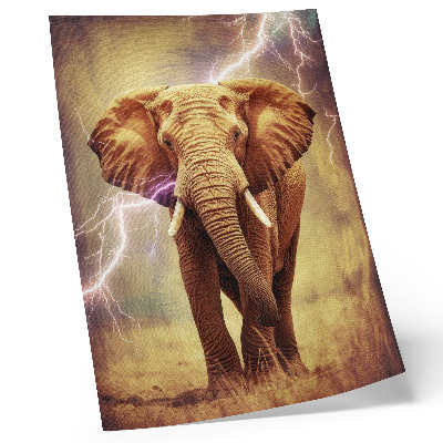 Decoratieve poster Olifant met bliksem en dynamisch landschap