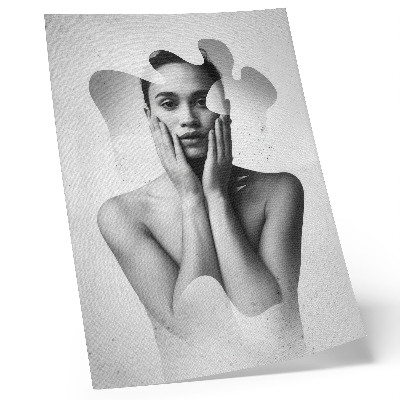 Wandposter Zwart-wit portret met abstracte patronen
