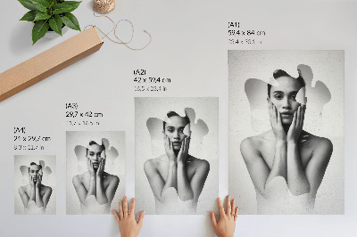 Wandposter Zwart-wit portret met abstracte patronen