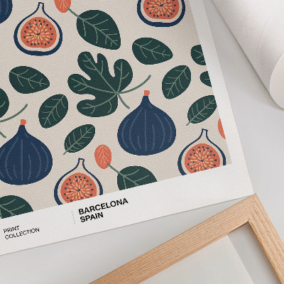 Decoratieve poster Vijgen en bladeren in natuurlijke kleurpatronen