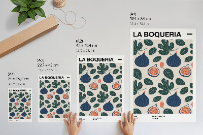 Decoratieve poster Vijgen en bladeren in natuurlijke kleurpatronen
