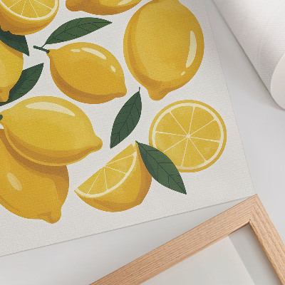 Decoratieve poster Gouden citroenen, groene bladeren, heldere achtergrond, geen beweging.