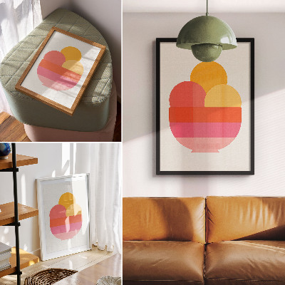 Wandposter Levendige cirkels in een kom, minimalistische stijl