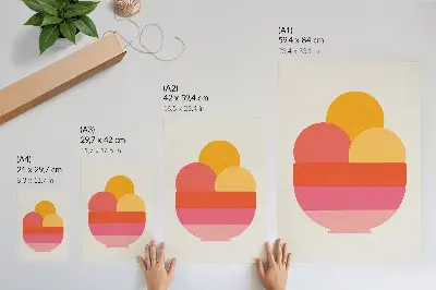 Wandposter levendige cirkels in een kom in minimalistische stijl